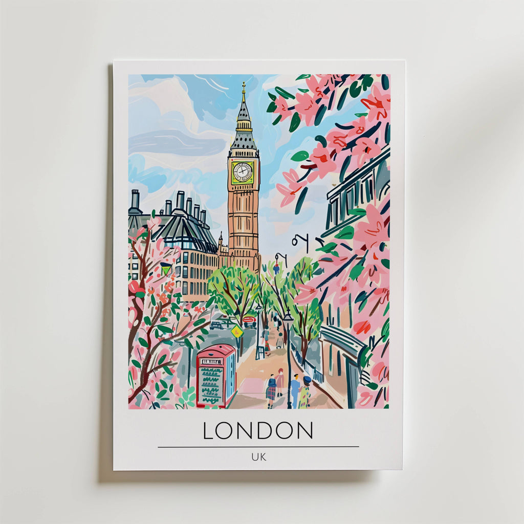 London Blossom Avenue – stilfullt konsttryck från Bozetto, tryckt på matt finpapper