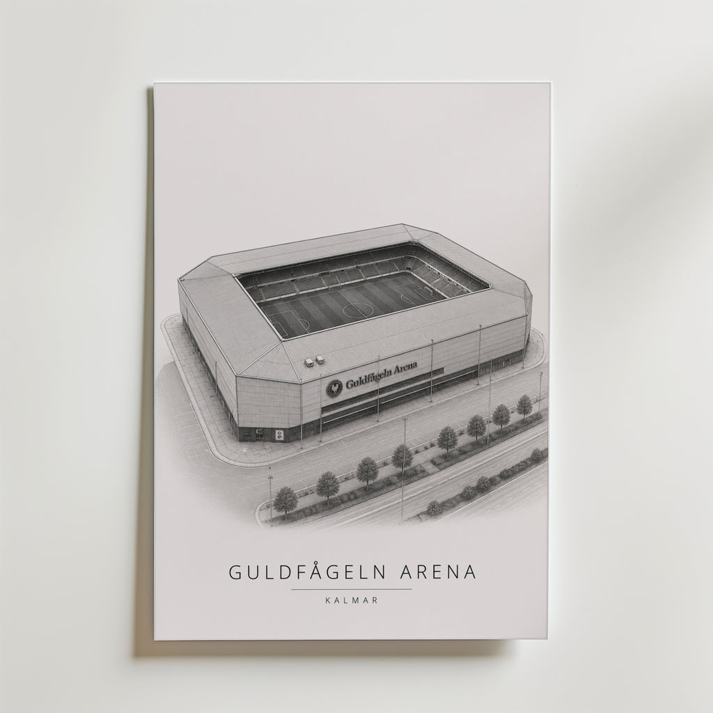 Guldfågeln Arena affisch inramad i neutral ram – se hur konsttrycket ser ut, Bozetto