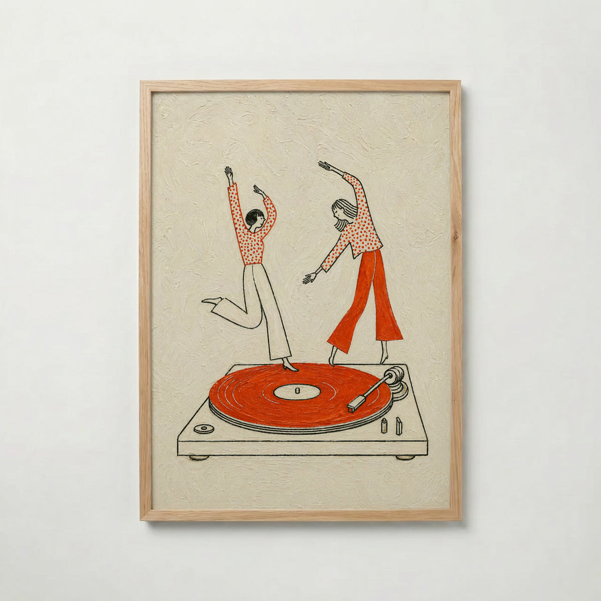 Vinyl Dance i ekram med ljust trä – köp enkelt hos Bozetto affisch i hög kvalitet
