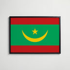 Mauritania National Flag Poster i svart ram – stilren konsttryck som väggdekor från Bozetto