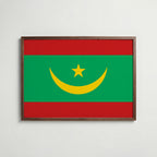 Mauritania National Flag Poster i valnötsram – varm konstaffisch för hemmet från Bozetto