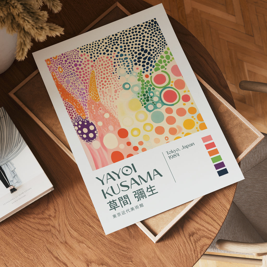 Visualisering av Yayoi Kusama Kaleidoscope poster på vägg – köp enkelt hos Bozetto