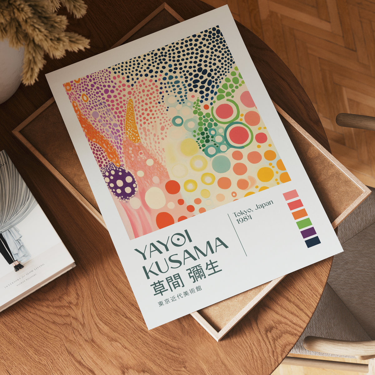 Visualisering av Yayoi Kusama Kaleidoscope poster på vägg – köp enkelt hos Bozetto