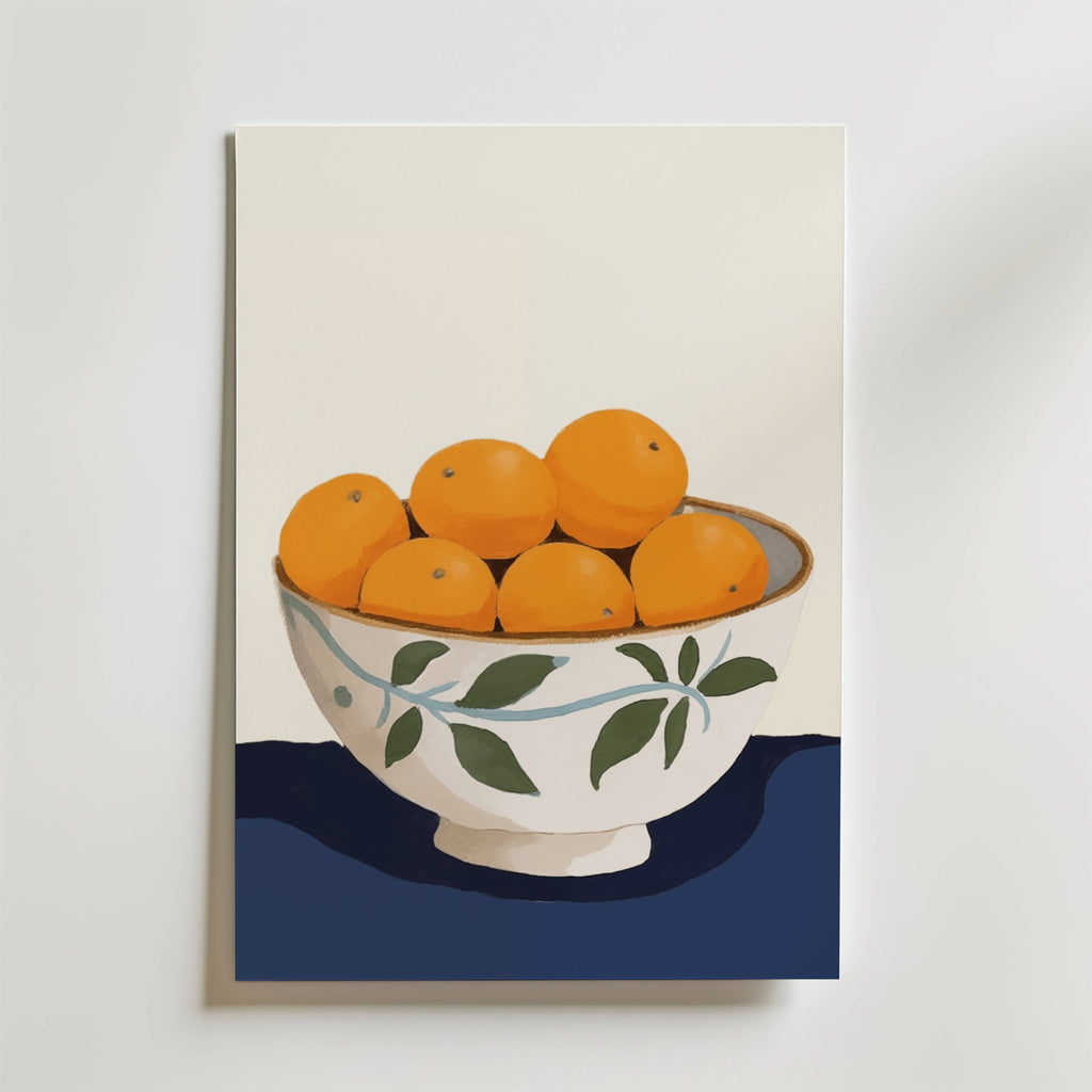 Bowl of Oranges – stilfullt konsttryck från Bozetto, tryckt på matt finpapper i hög tryckkvalitet