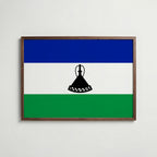 Lesotho National Flag Poster i valnötsram – varm konstaffisch för hemmet från Bozetto