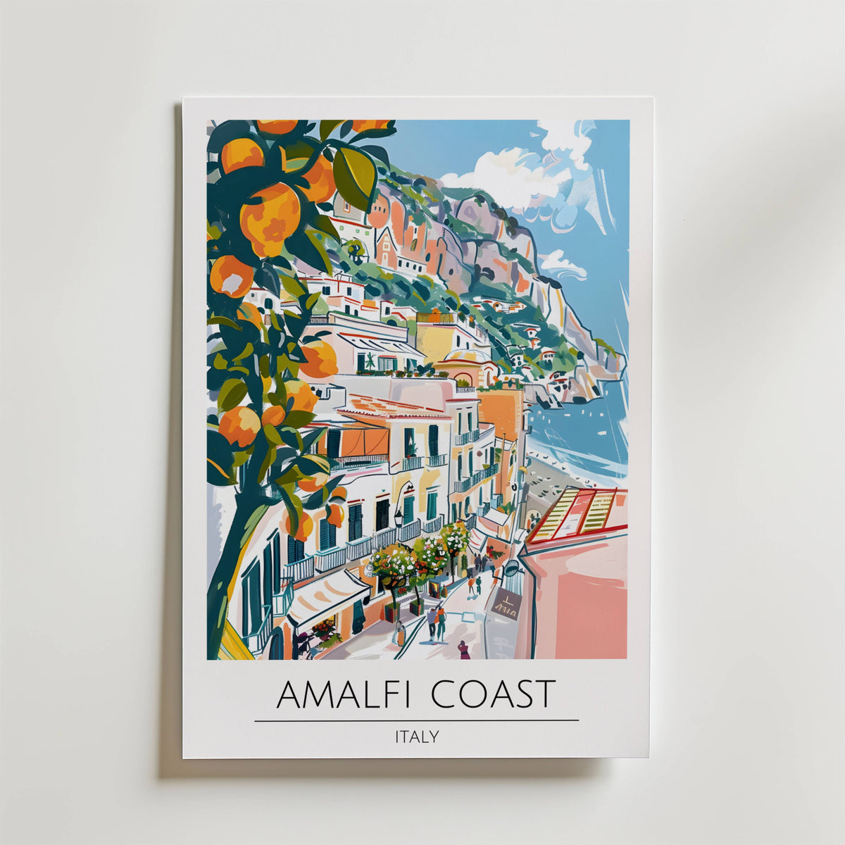 Amalfi Coastal View – stilfullt konsttryck från Bozetto, tryckt på matt finpapper