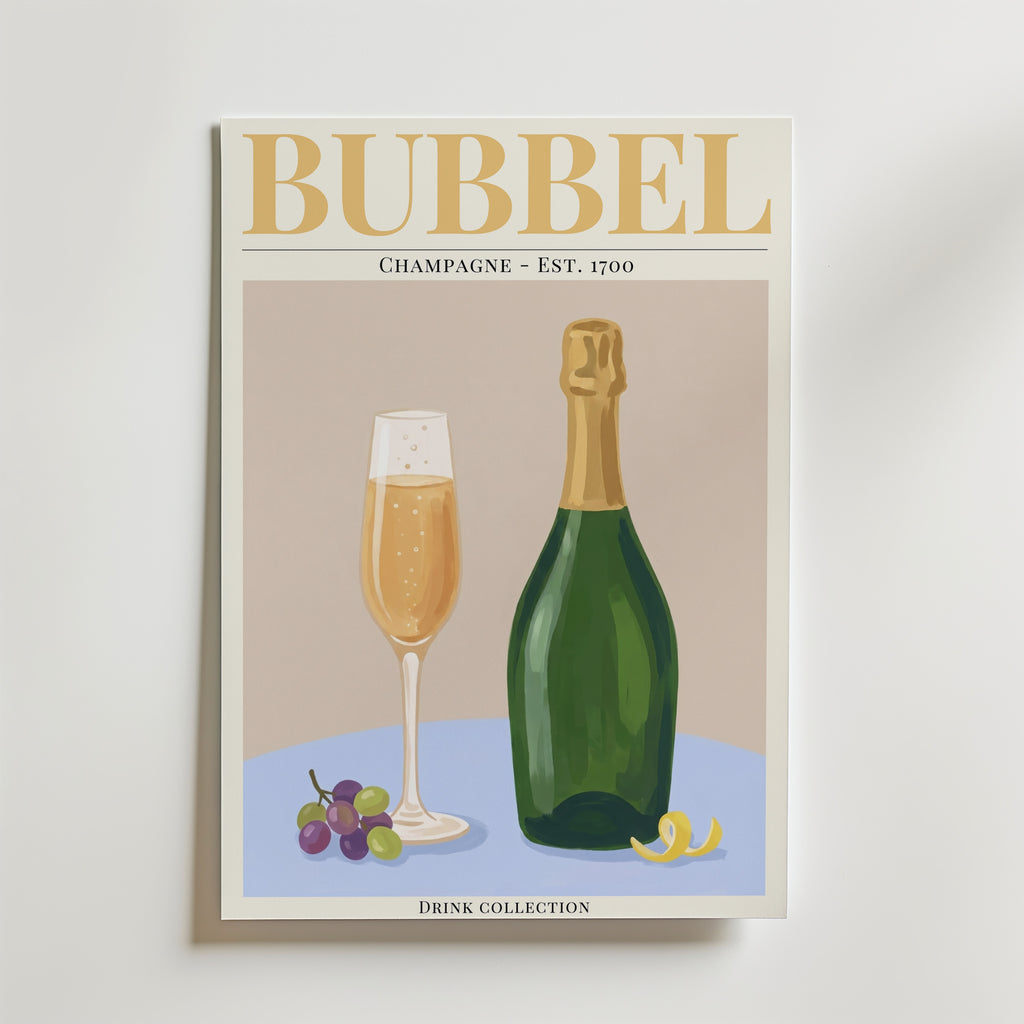 Bubbel affisch inramad i neutral ram – se hur konsttrycket ser ut, Bozetto i hög tryckkvalitet