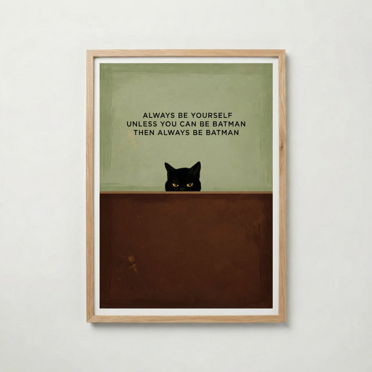 Funny Cat Quote i ekram med ljust trä – köp enkelt hos Bozetto affisch i hög kvalitet