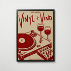 Vinyl & Vino i svart ram på vägg – köp enkelt hos Bozetto affisch i hög kvalitet