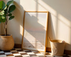 Väggmockup av Pastel Horizon Sunset affisch på ljus vägg – Bozetto konsttryck – nr 3