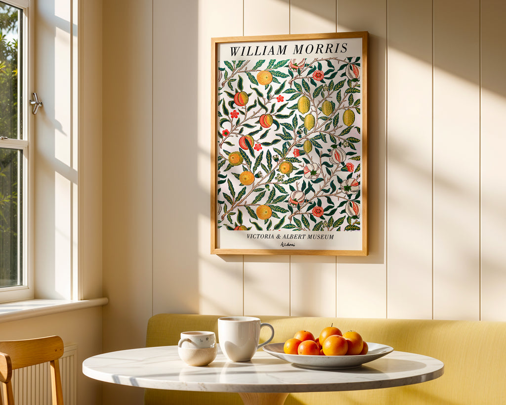 Väggmockup med William Morris Victoria & – köp enkelt hos Bozetto affisch i hög kvalitet