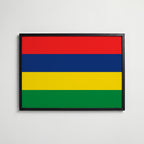 Mauritius National Flag Poster i svart ram – stilren konsttryck som väggdekor från Bozetto