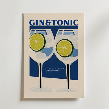 Gin & Tonic Cocktail – stilfullt konsttryck från Bozetto, tryckt på matt finpapper