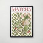 Matcha affisch i modern svart ram – stark kontrast och stil, Bozetto poster i hög tryckkvalitet