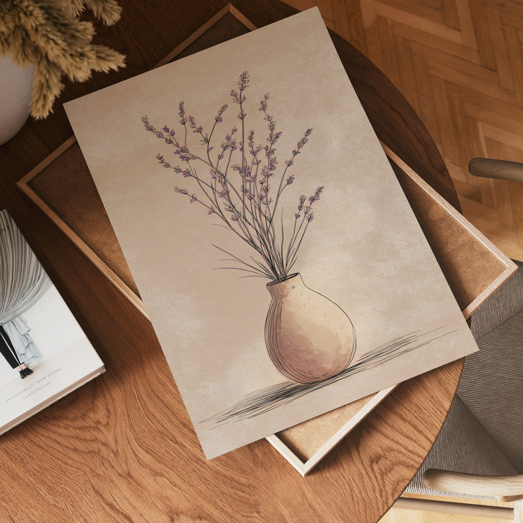 Lavender Calm Vase poster visad rakt fram – Bozetto affisch i hög tryckkvalitet i hög tryckkvalitet