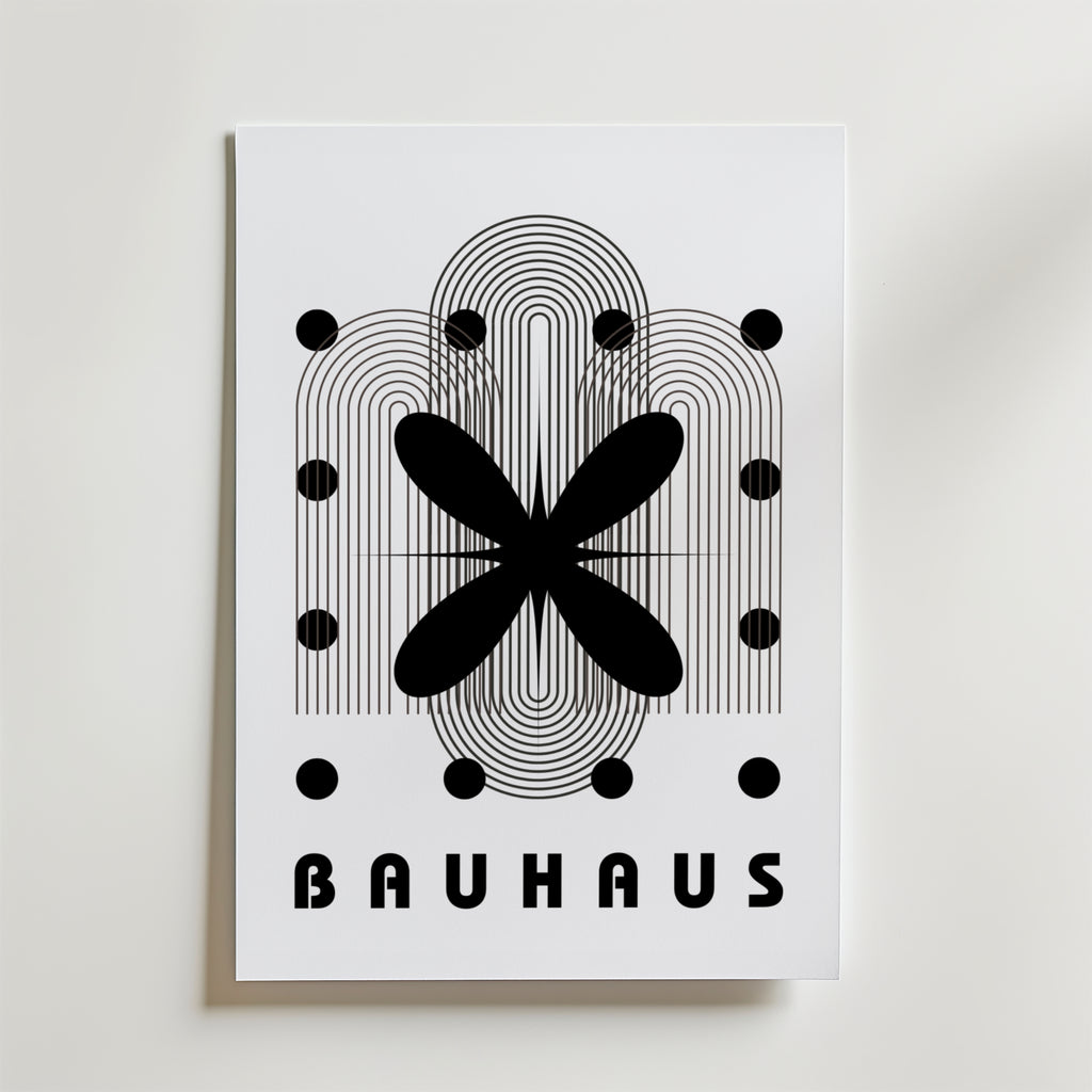 Bauhaus Abstract Bloom – stilfullt konsttryck från Bozetto, tryckt på matt finpapper