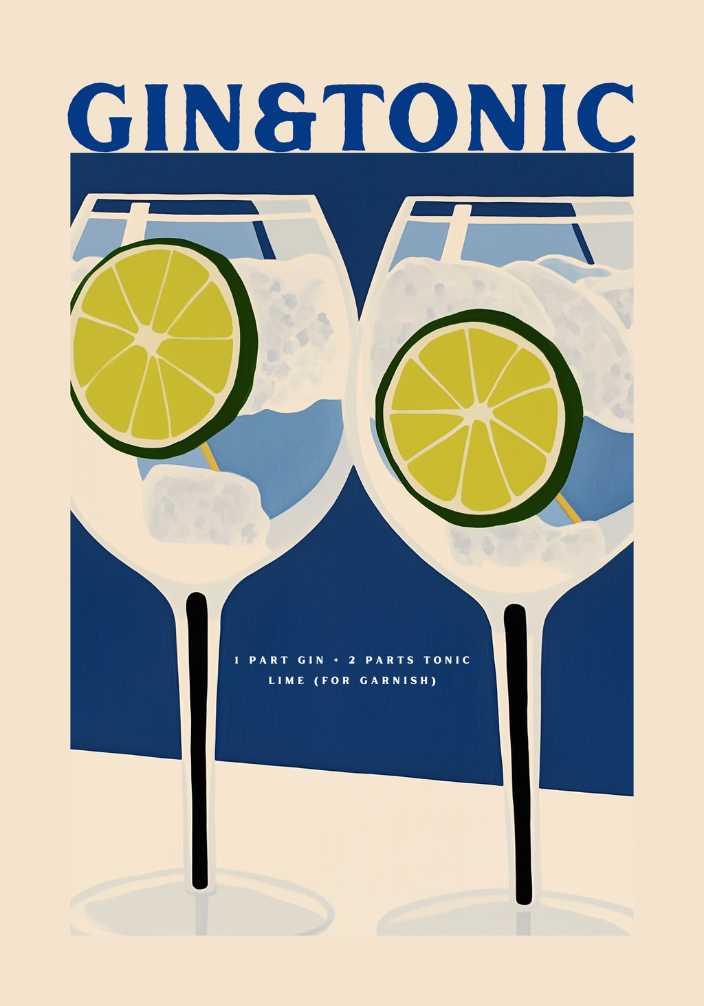 Gin & Tonic Cocktail – affisch med snyggt motiv, köp enkelt hos Bozetto i flera storlekar