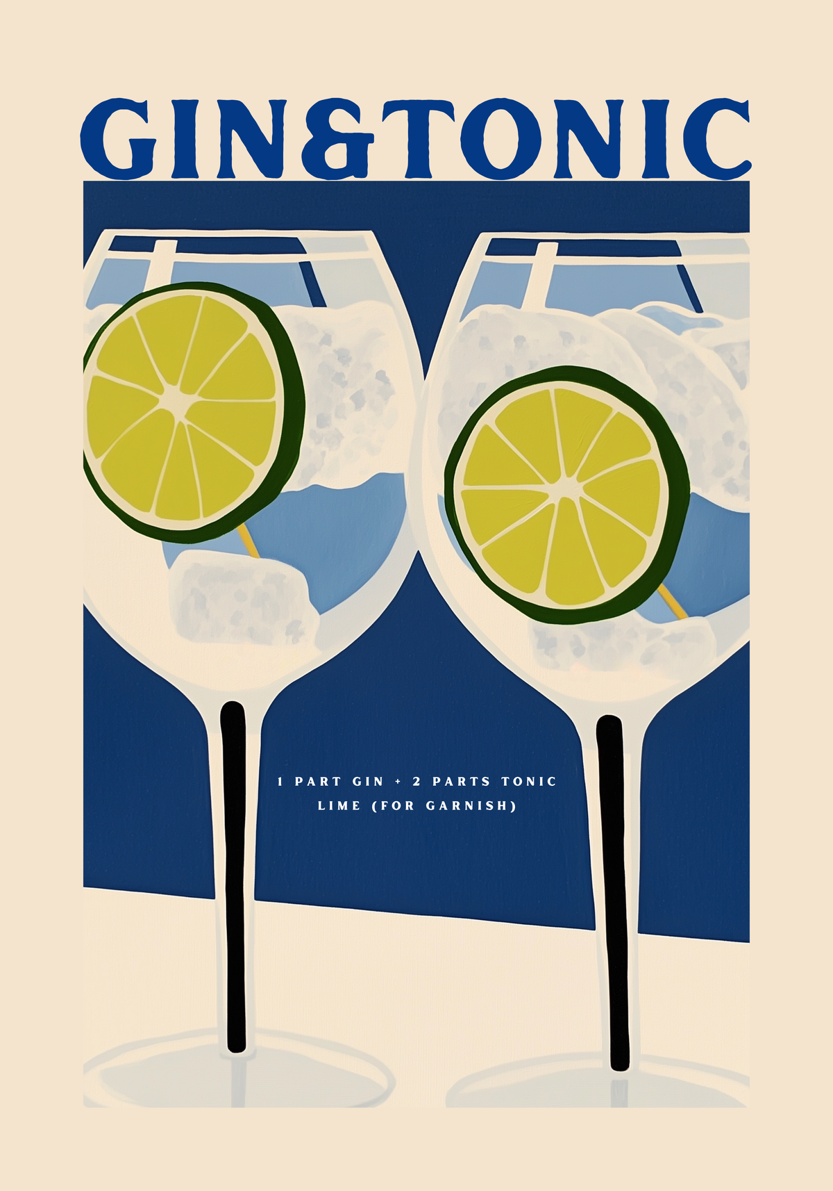 Gin & Tonic Cocktail – affisch med snyggt motiv, köp enkelt hos Bozetto i flera storlekar