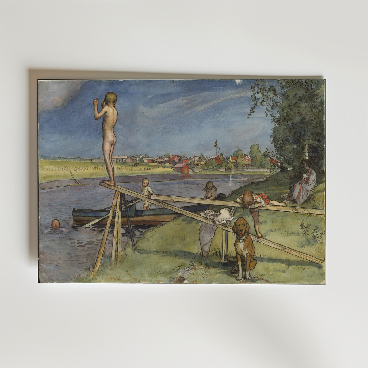 Carl Larsson A Pleasant Bathing affisch på neutral bakgrund – poster från Bozetto