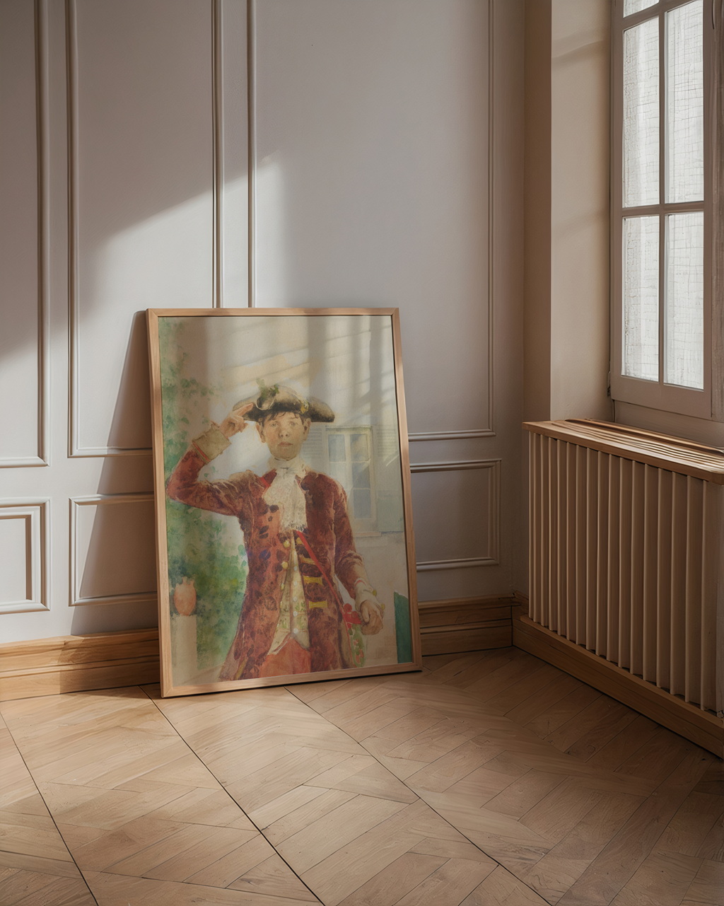 Mockup av Carl Larsson Stina Bergöö affisch på vägg – köp enkelt hos Bozetto i hög kvalitet