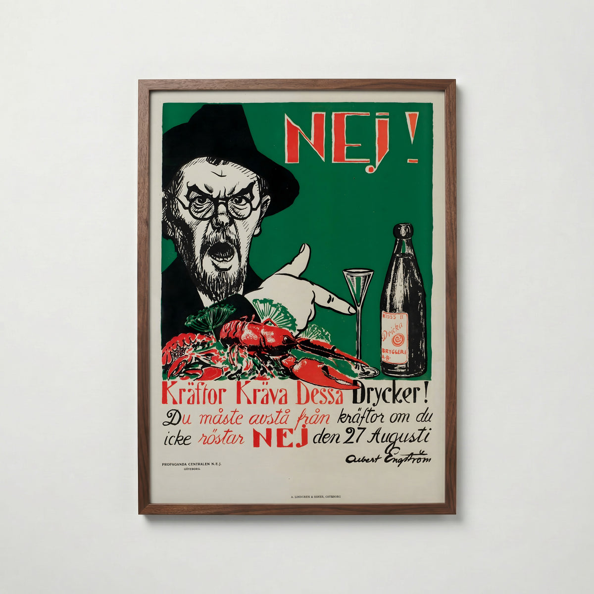 Albert Engström Kräftor Kräva poster visad rakt fram – Bozetto affisch i hög tryckkvalitet