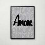 Amore Brushstroke Poster – svart ram