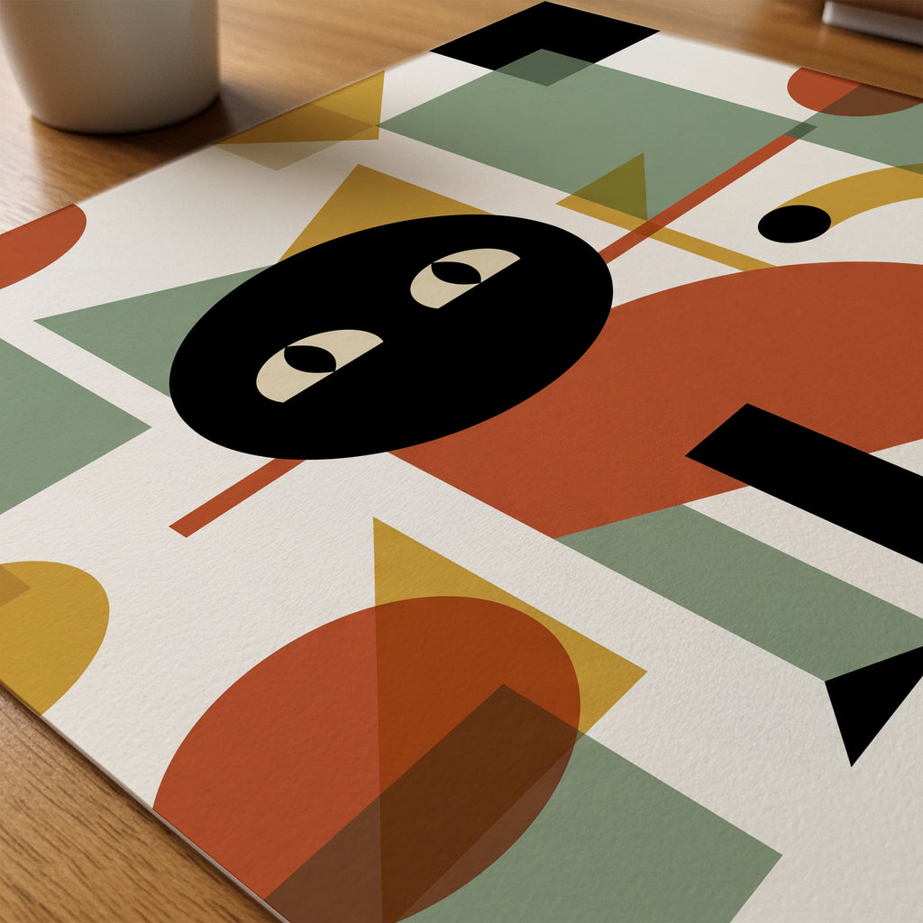 Bauhaus Cat Poster – närbild på papper
