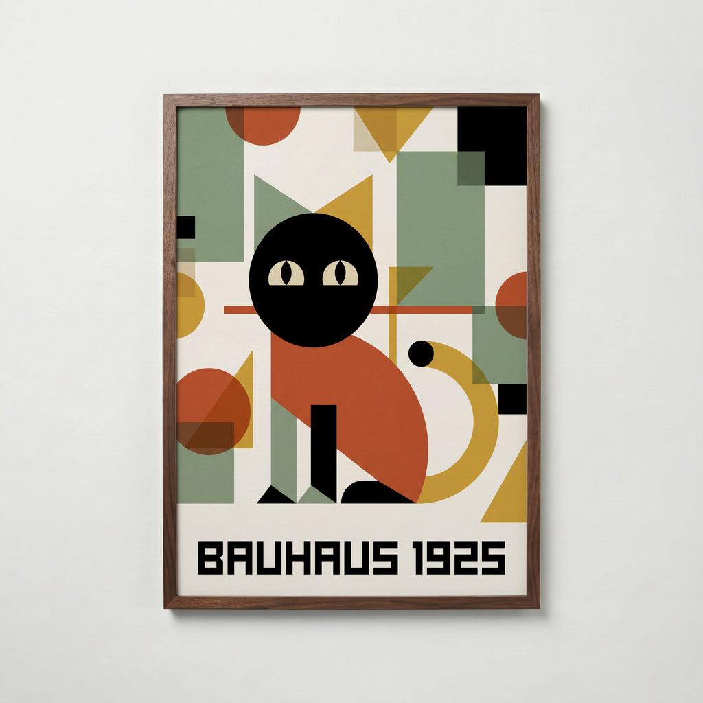 Bauhaus Cat Poster – valnötsram