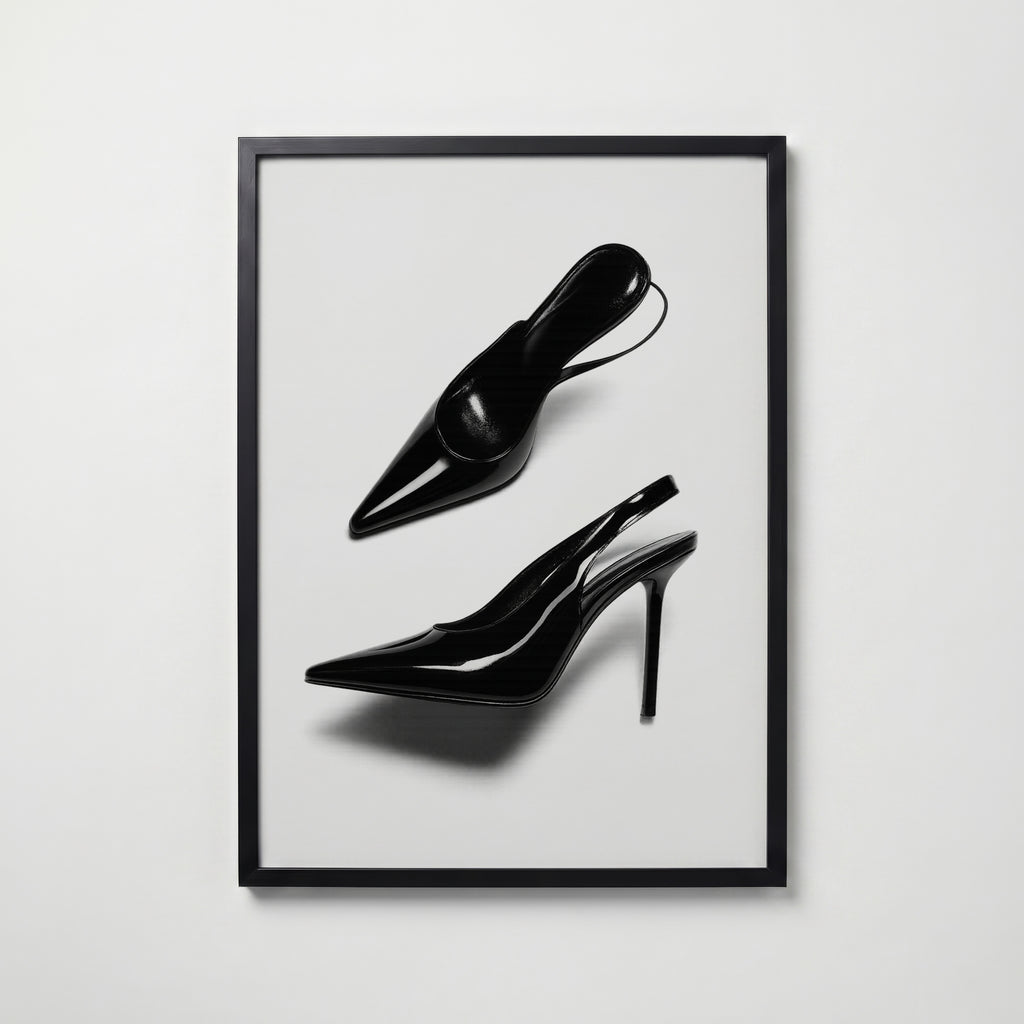 Patent Slingback Heels Poster – svart ram