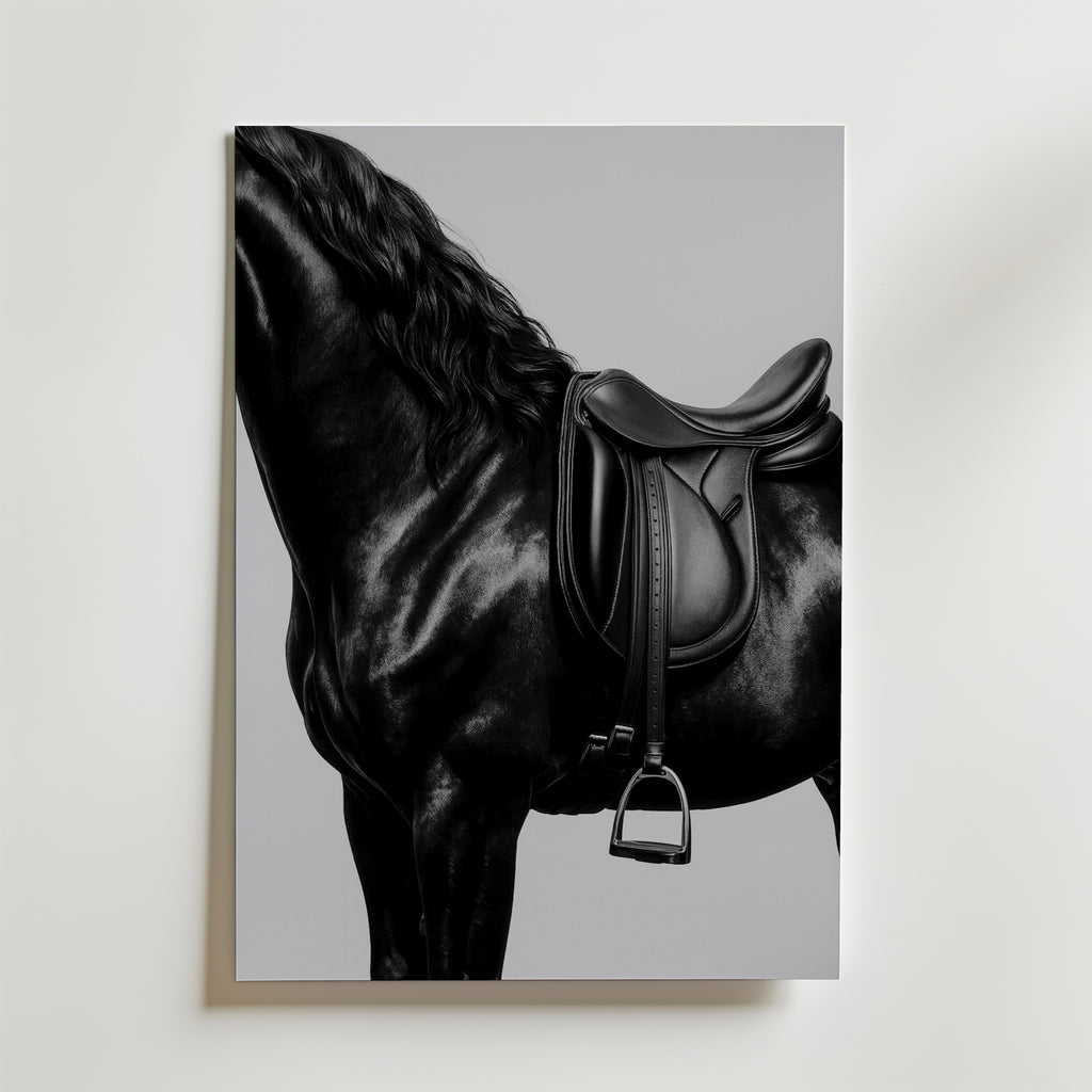 Black Stallion Saddle Poster – canvas utan passepartout