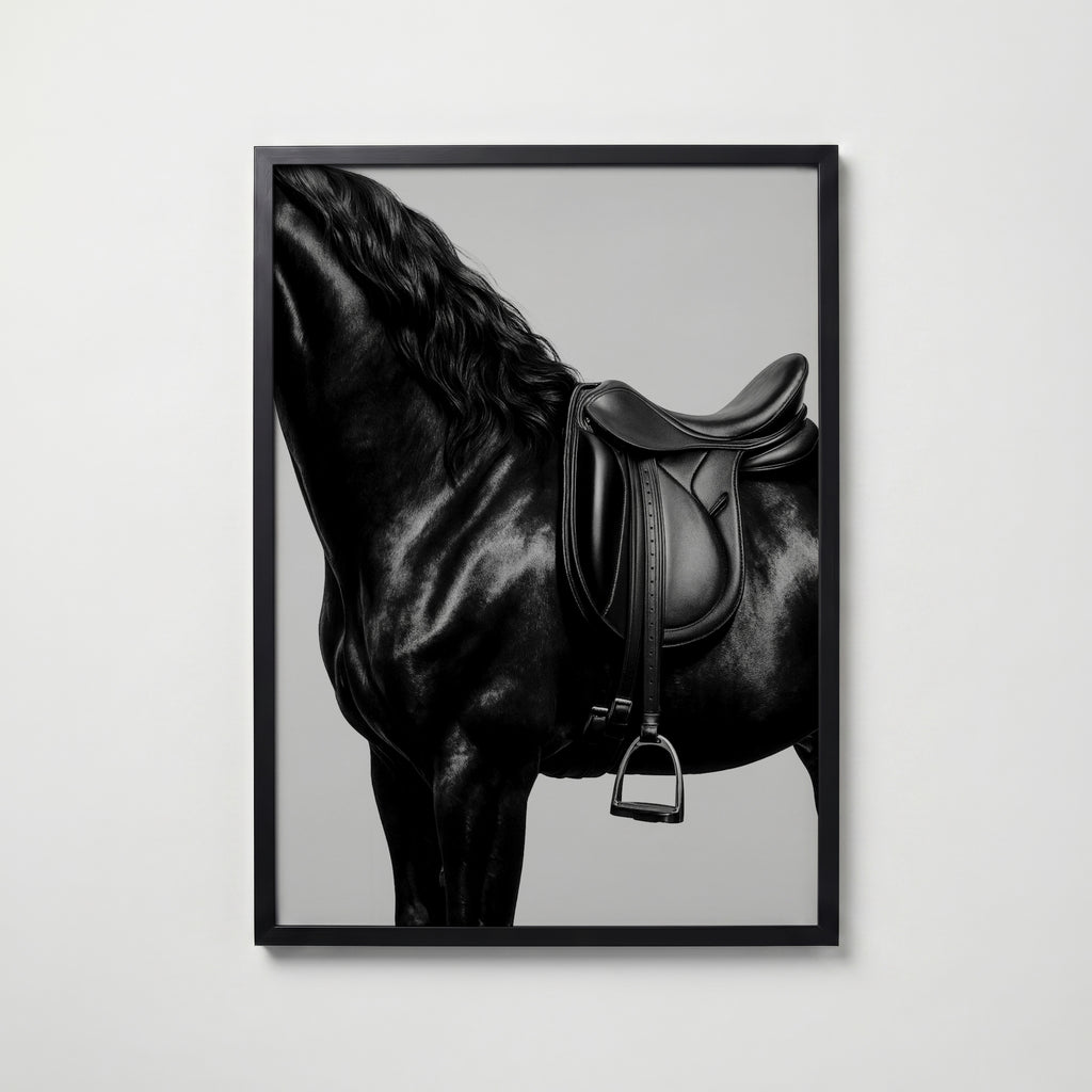 Black Stallion Saddle Poster – svart ram