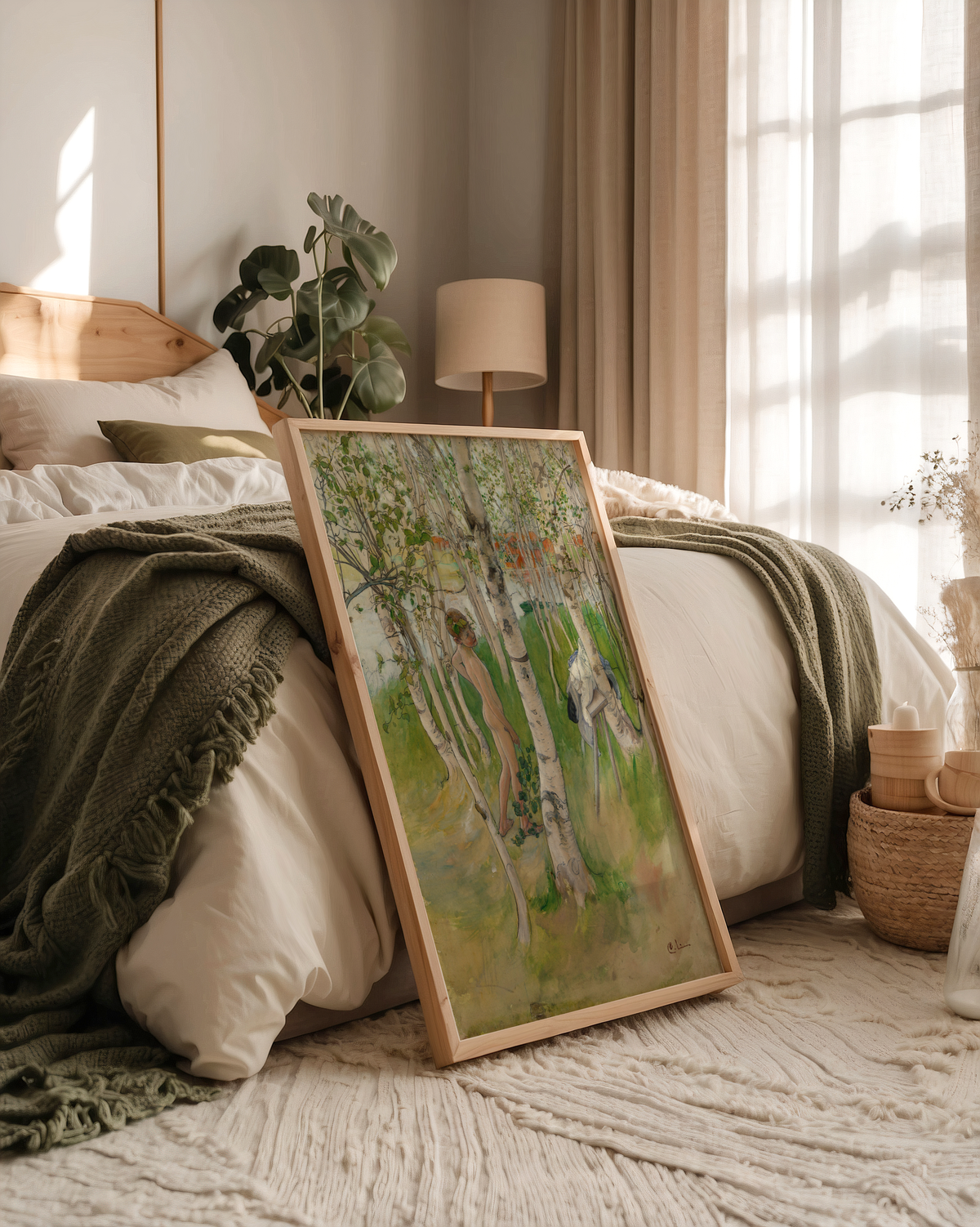 Mockup av Carl Larsson Nude Boy among affisch på vägg – köp enkelt hos Bozetto i hög kvalitet