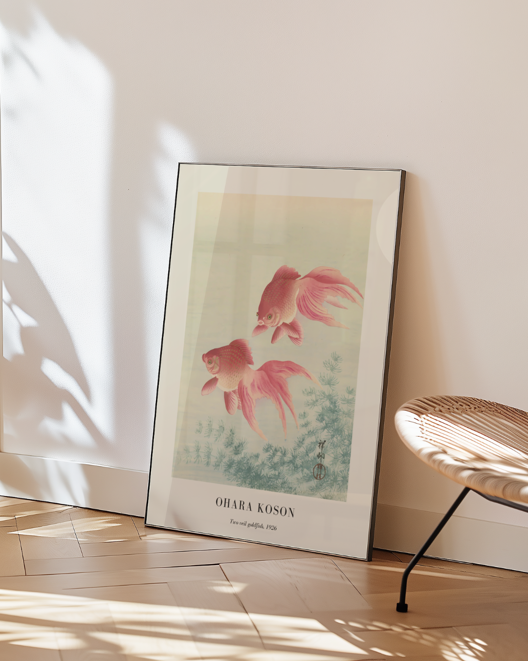 Two Veil Goldfish Ohara Koson poster visad rakt fram – Bozetto affisch i hög tryckkvalitet