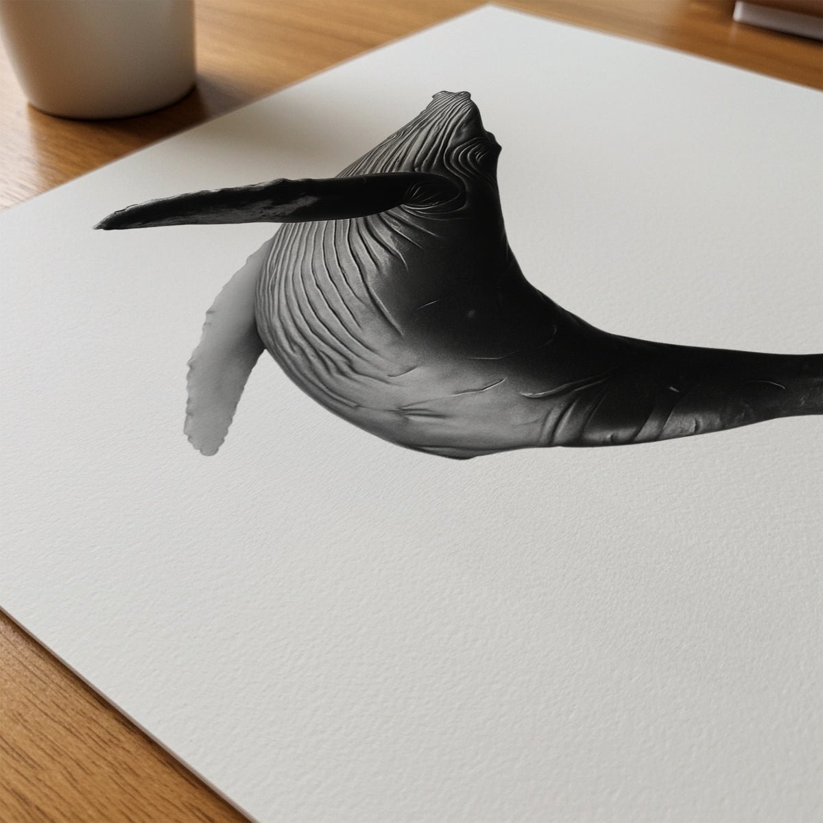 Breaching Whale Poster – närbild på papper