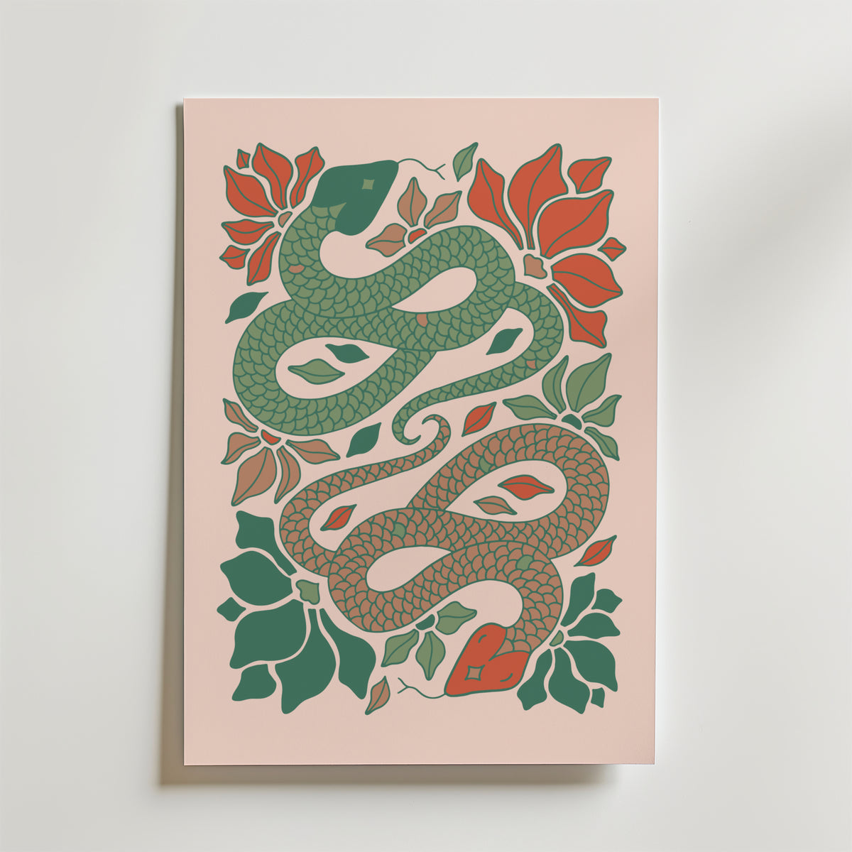 Garden Serpent – stilfullt konsttryck från Bozetto, tryckt på matt finpapper i hög tryckkvalitet