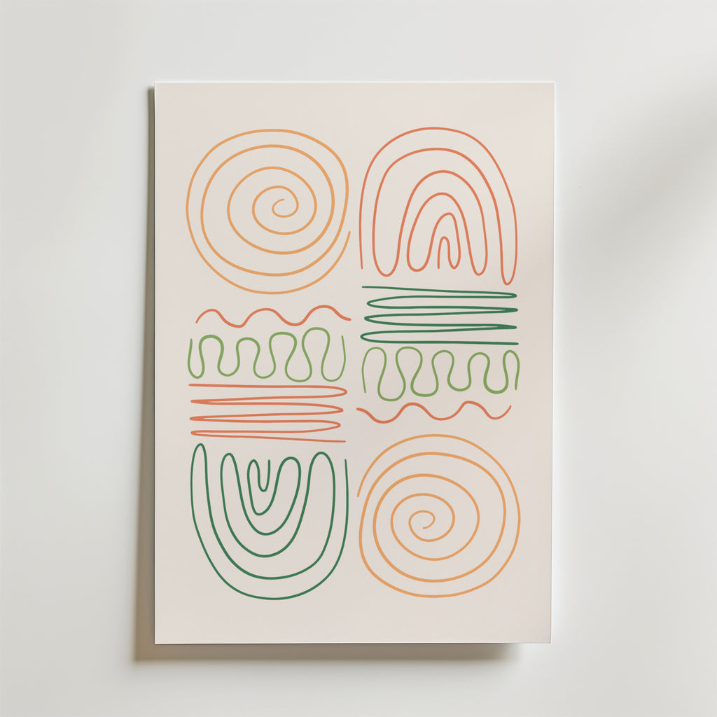 Abstract Pastel Shapes – stilfullt konsttryck från Bozetto, tryckt på matt finpapper