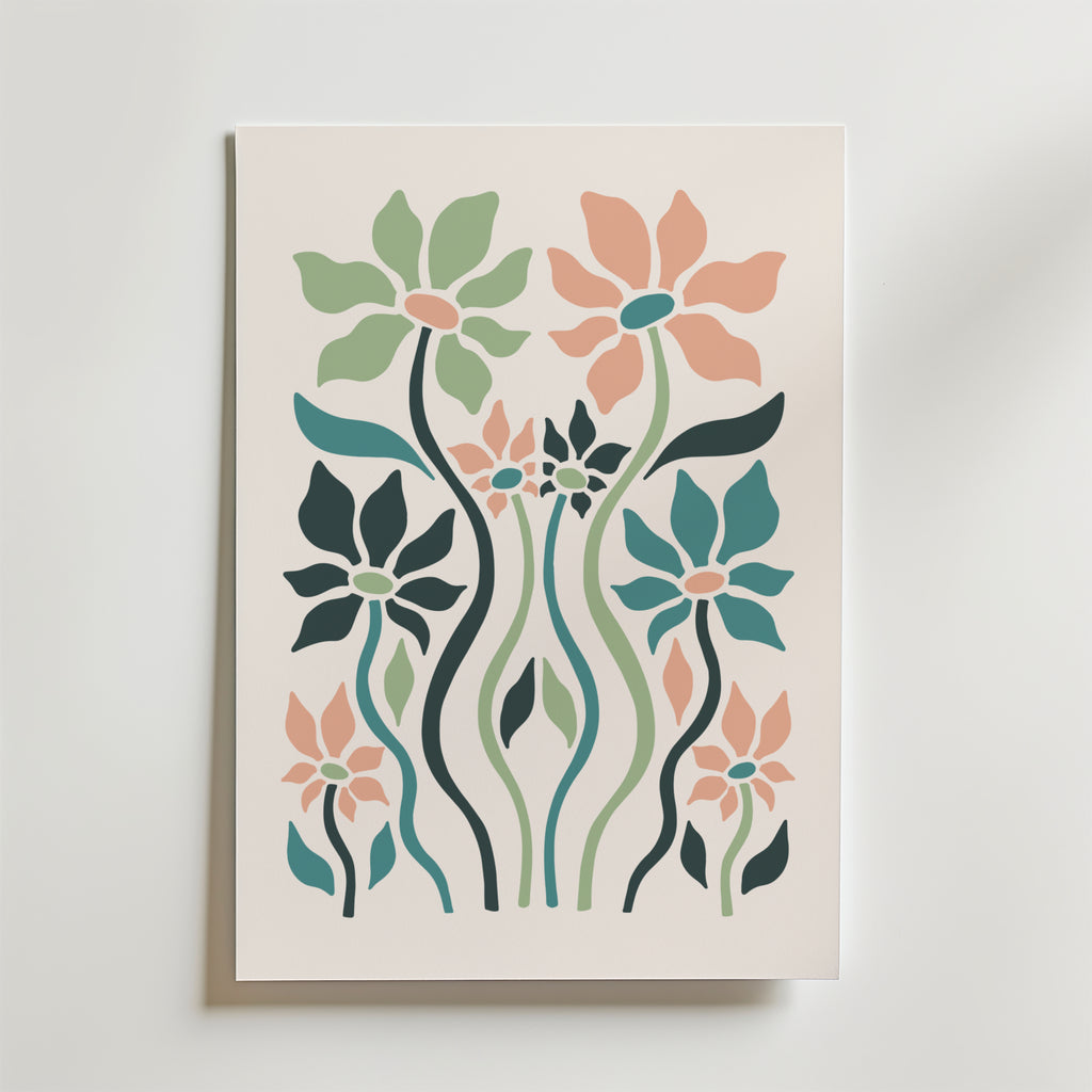 Pastel Bloom Garden – stilfullt konsttryck från Bozetto, tryckt på matt finpapper