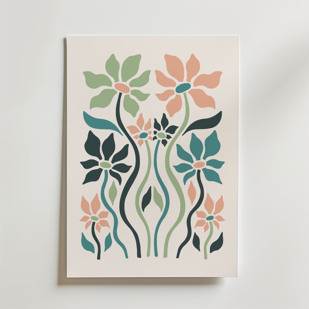 Pastel Bloom Garden – stilfullt konsttryck från Bozetto, tryckt på matt finpapper