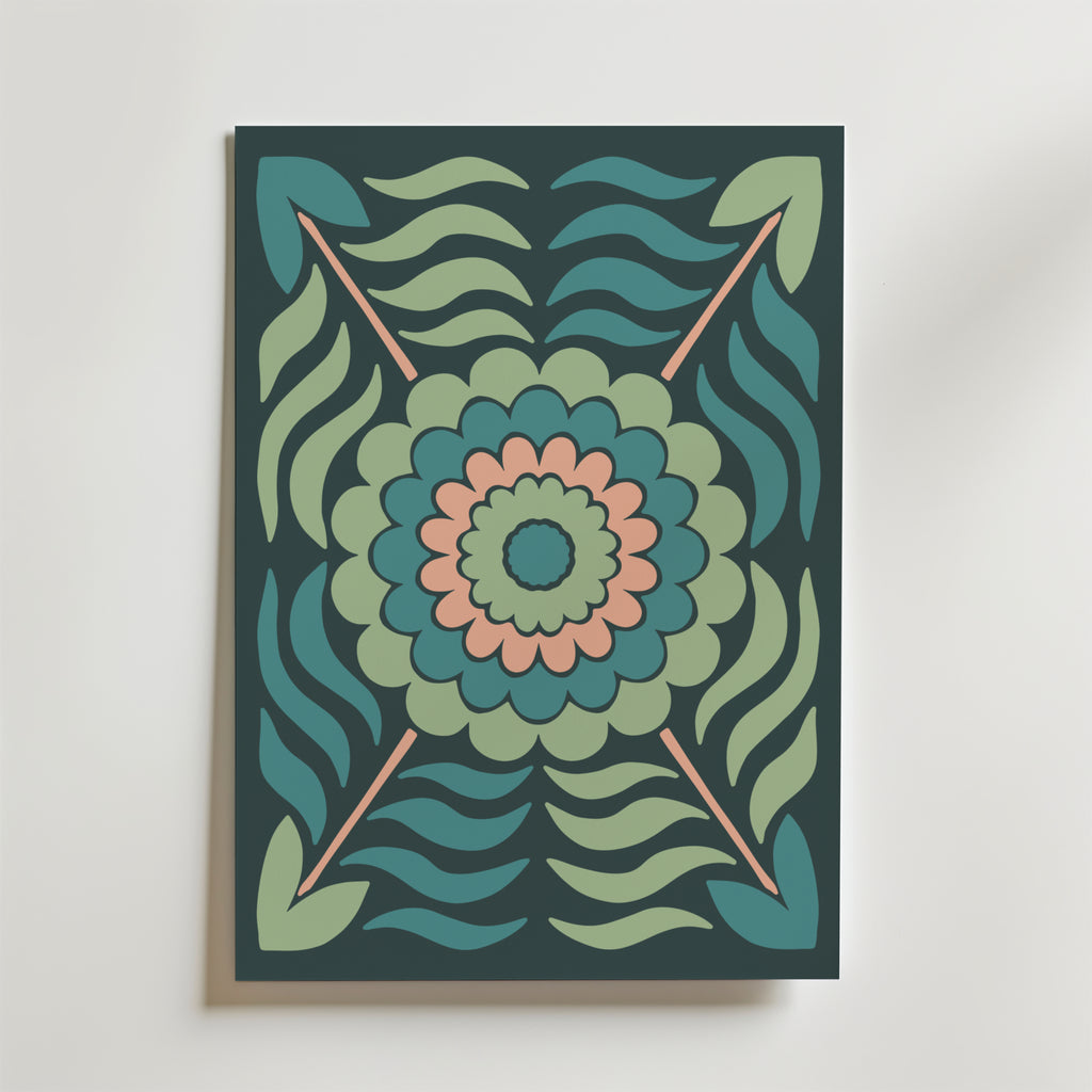 Midnight Bloom Pattern – stilfullt konsttryck från Bozetto, tryckt på matt finpapper