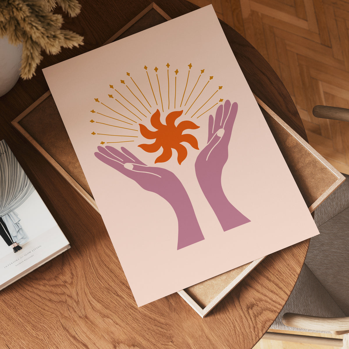 Celestial Bloom Hands poster visad rakt fram – Bozetto affisch i hög tryckkvalitet