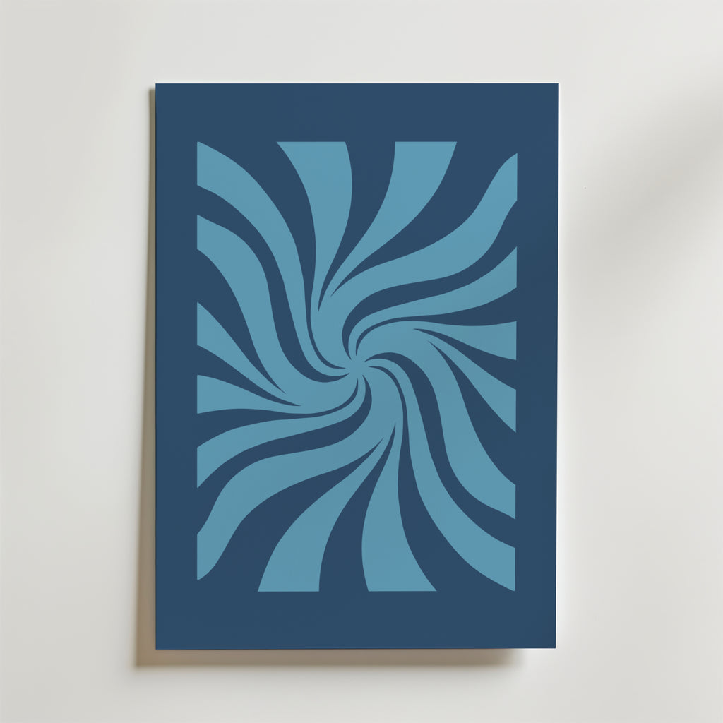 Blue Spiral Motion – stilfullt konsttryck från Bozetto, tryckt på matt finpapper