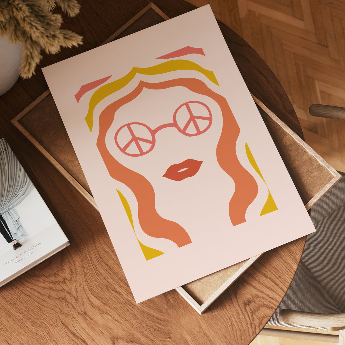 Retro Sunglasses Lady poster visad rakt fram – Bozetto affisch i hög tryckkvalitet