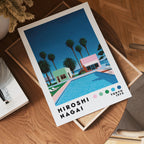 Väggmockup med Hiroshi Nagai Palm Springs – köp enkelt hos Bozetto affisch i hög kvalitet