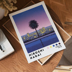 Väggmockup med Hiroshi Nagai City Sunset – köp enkelt hos Bozetto affisch i hög kvalitet