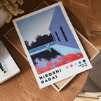 Väggmockup med Hiroshi Nagai Poolside – köp enkelt hos Bozetto affisch i hög kvalitet