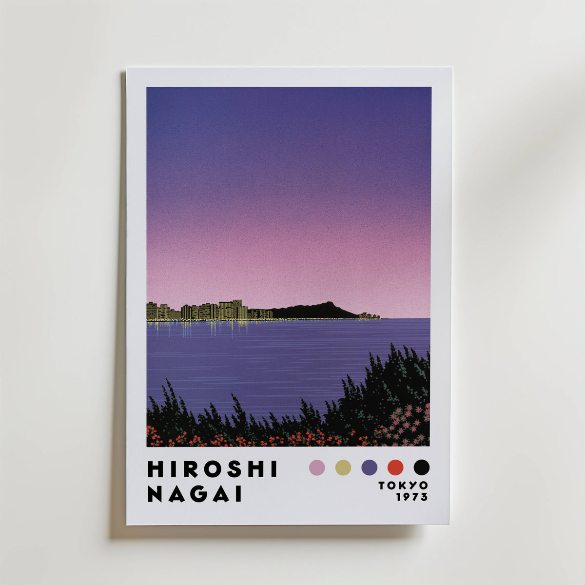 Mockup av Hiroshi Nagai Skyline Dusk affisch på vägg – köp enkelt hos Bozetto i hög kvalitet
