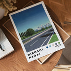 Väggmockup med Hiroshi Nagai City Driveway – köp enkelt hos Bozetto affisch i hög kvalitet