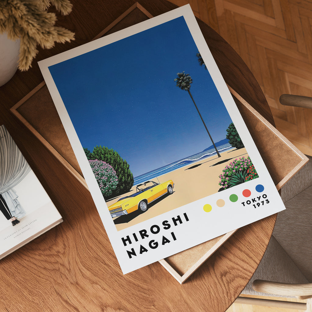 Väggmockup med Hiroshi Nagai Yellow – köp enkelt hos Bozetto affisch i hög kvalitet