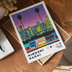 Väggmockup med Hiroshi Nagai City Lights – köp enkelt hos Bozetto affisch i hög kvalitet