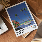 Väggmockup med Hiroshi Nagai Seaside Drive – köp enkelt hos Bozetto affisch i hög kvalitet